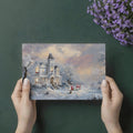 Winter Victorian Mansion Mural Wallpaper — Impressionistic Scene Mural Wallpaper - room preview 03