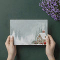Winter Forest Cabin Illustration Mural Wallpaper - room preview 03