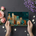 Bethlehem Night Mural Wallpaper — Folk Art Townscape Scene Mural Wallpaper - room preview 03