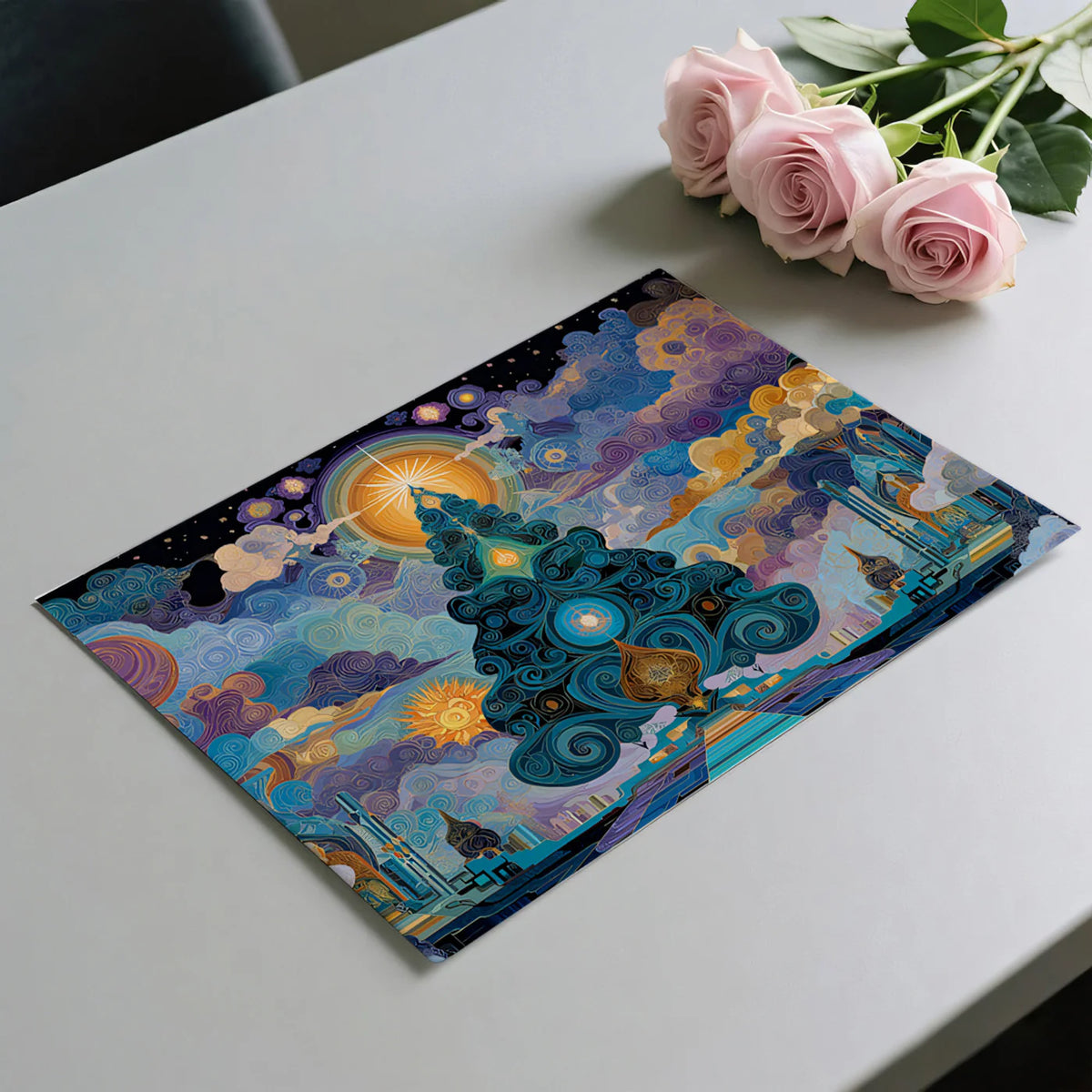 Celestial Mandala Christmas Mural Wallpaper — Mystical Cosmic Decor Mural Wallpaper - room preview 03