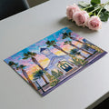 Tropical Coastal Church Mural Wallpaper — Artistic Sunset Scene Mural Wallpaper - room preview 03
