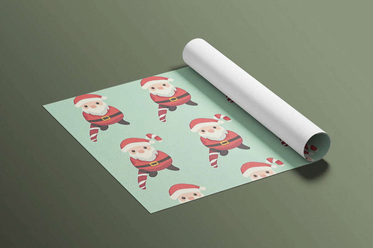 Santa and Candy Cane Grid Mural Wallpaper — Whimsical Holiday Decor Mural Wallpaper - room preview 03