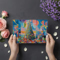 Abstract Geometric Holiday Tree Mural Wallpaper — Vibrant Cubist Art Mural Wallpaper - room preview 03