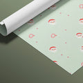 Minimalist Santa and Candy Swirl Mural Wallpaper — Soft Mint Green Mural Wallpaper - room preview 03
