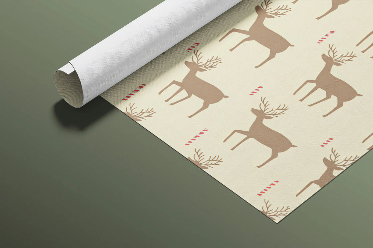 Reindeer and Candy Cane Grid Mural Wallpaper — Whimsical Decor Mural Wallpaper - room preview 03