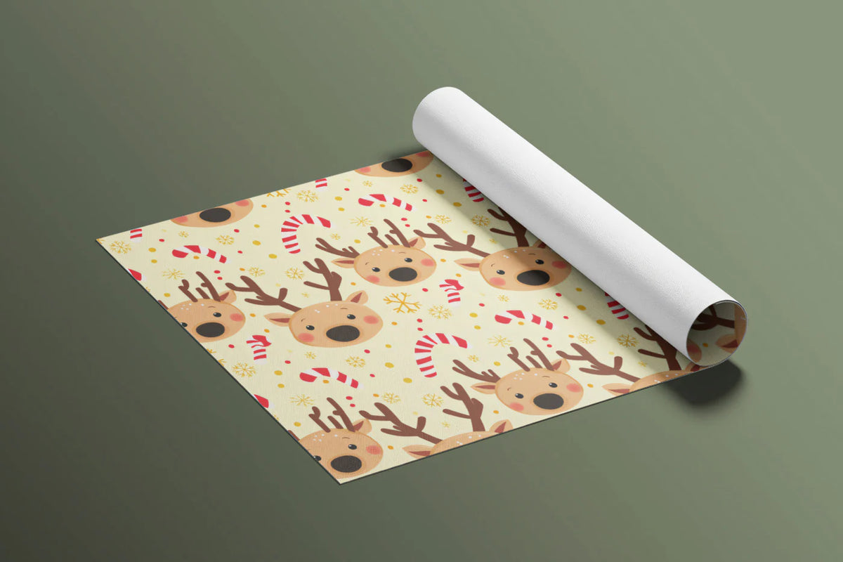 Cheerful Reindeer and Snowflake Mural Wallpaper — Whimsical Holiday Mural Wallpaper - room preview 03