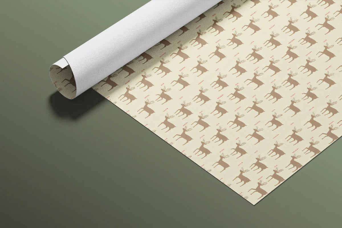 Minimalist Reindeer Silhouette Mural Wallpaper — Soft Neutral Mural Wallpaper - room preview 03