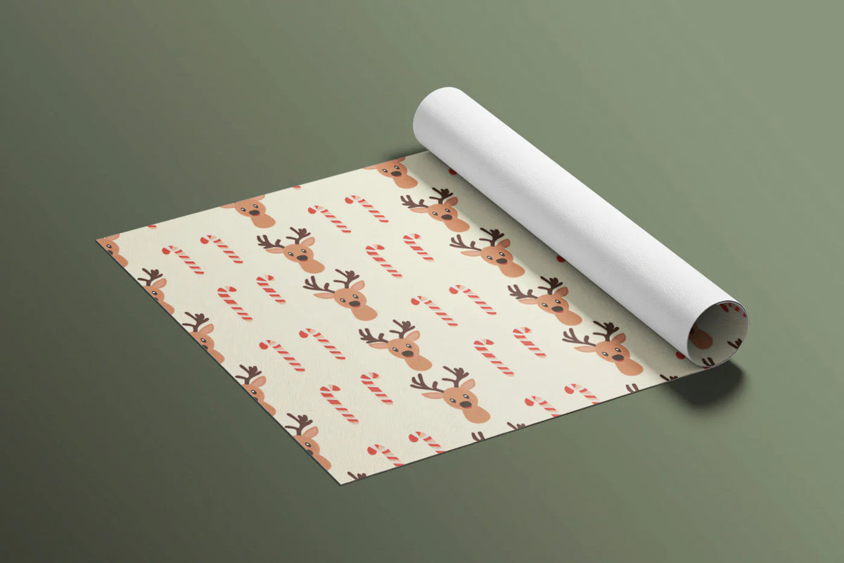 Reindeer and Candy Cane Grid Mural Wallpaper — Whimsical Holiday Mural Wallpaper - room preview 03