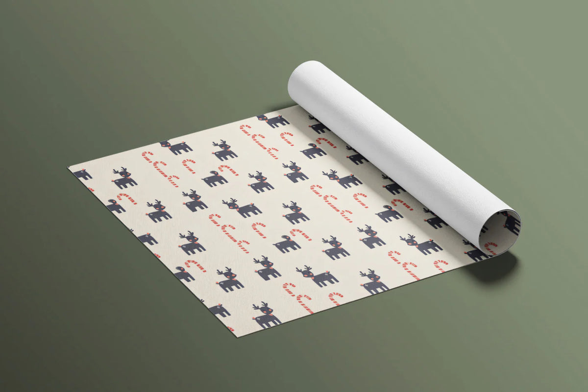 Pixelated Reindeer and Candy Cane Mural Wallpaper — Festive Retro Mural Wallpaper - room preview 03