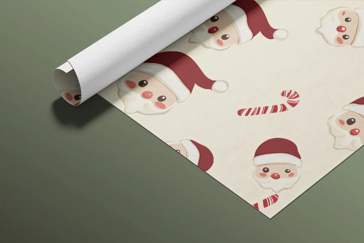 Santa and Candy Cane Mural Wallpaper — Whimsical Holiday Pattern Mural Wallpaper - room preview 03