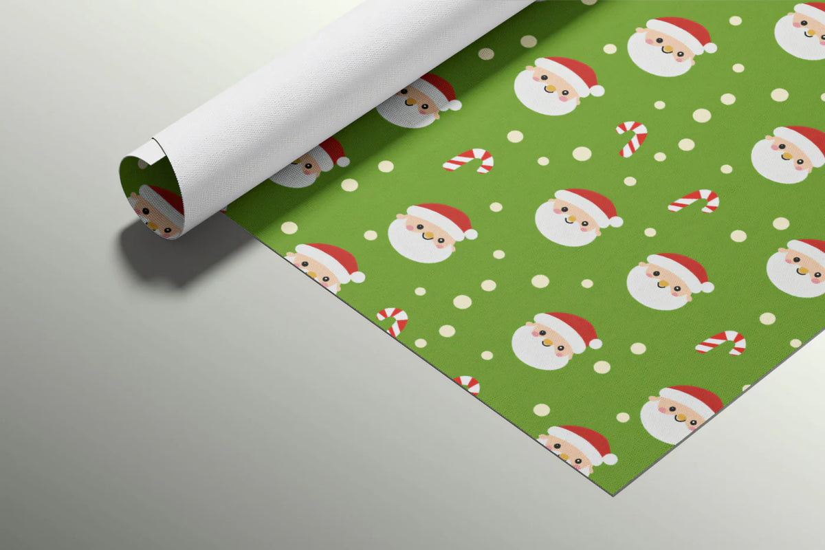 Merry Santa & Candy Cane Mural Wallpaper — Festive Holiday Green Mural Wallpaper - room preview 03