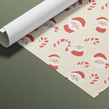 Santa and Candy Cane Mural Wallpaper — Festive Cream Pattern Mural Wallpaper - room preview 03