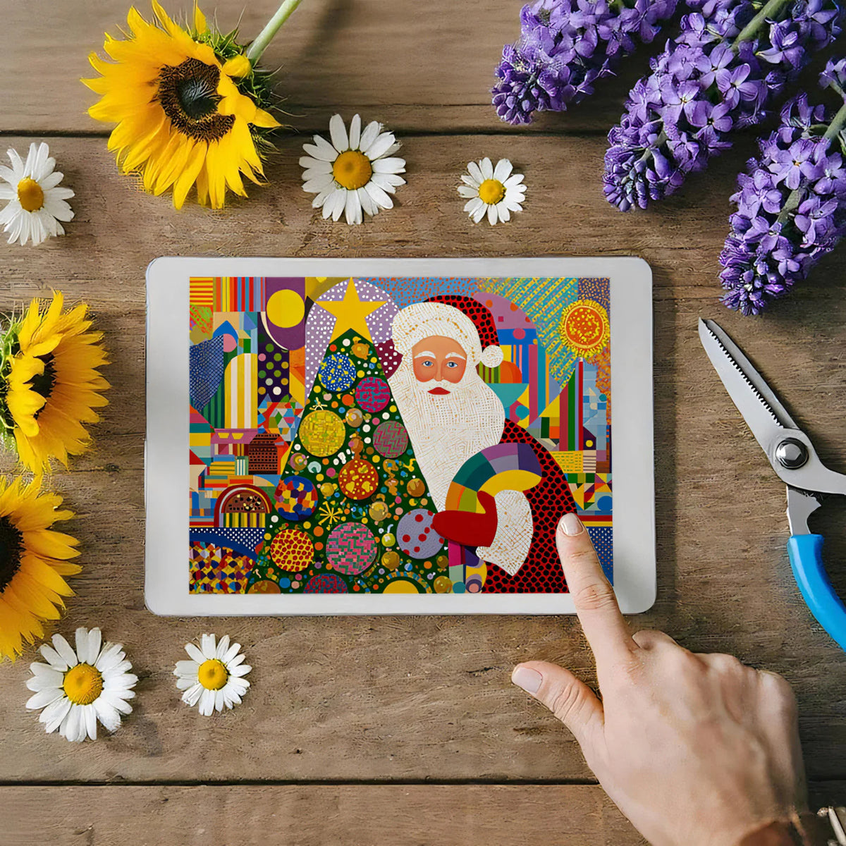 Pop Art Christmas Cityscape Mural Wallpaper — Vibrant Urban Festive Mural Wallpaper - room preview 03