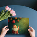 Folk Art Santa Vignette Mural Wallpaper — Whimsical Holiday Decor Mural Wallpaper - room preview 03