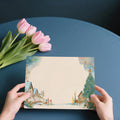 Watercolor Winter Village Mural Wallpaper — Festive Holiday Scenes Mural Wallpaper - room preview 03