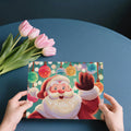 Cheerful Santa Portrait Mural Wallpaper — Festive Holiday Art Mural Wallpaper - room preview 03