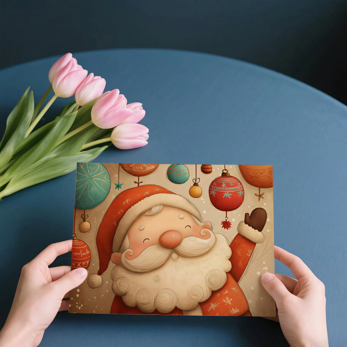 Vintage Santa Claus Mural Wallpaper — Festive Nostalgic Illustration Mural Wallpaper - room preview 03
