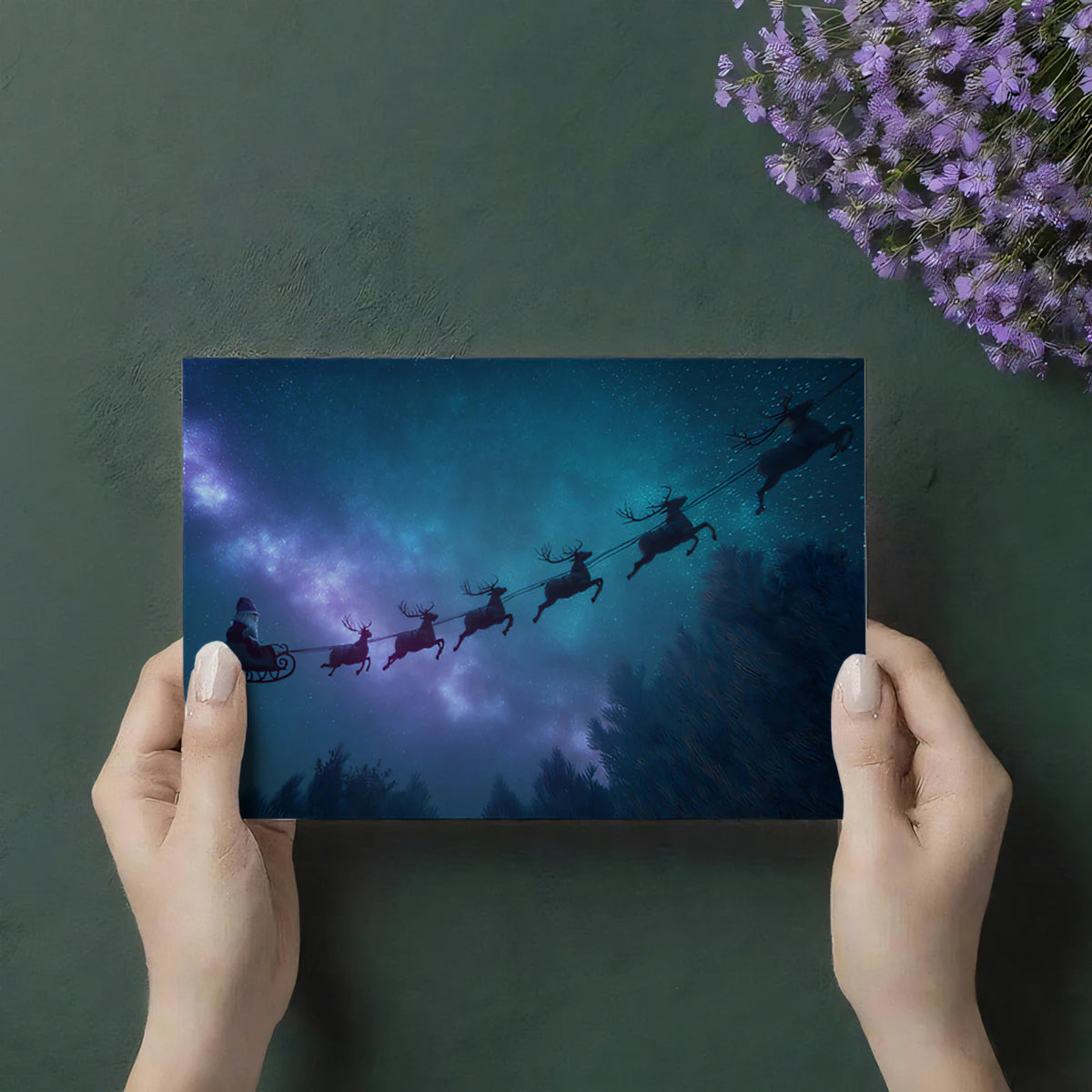 Cosmic Santa Sleigh Ride Mural Wallpaper — Magical Night Sky Mural Wallpaper - room preview 03