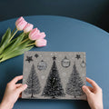 Engraved Christmas Tree Trio Mural Wallpaper — Festive Sketch Art Mural Wallpaper - room preview 03