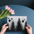 Snowy Evergreen Forest Silhouette Mural Wallpaper - room preview 03