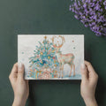 Watercolor Deer and Festive Tree Mural Wallpaper Whimsical Art Mural Wallpaper - room preview 03