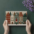 Nordic Row House and Elf Mural Wallpaper — Whimsical Winter Scene Mural Wallpaper - room preview 03