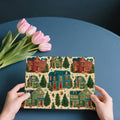 Winter Village Cottage Mural Wallpaper — Nostalgic Holiday Pattern Mural Wallpaper - room preview 03