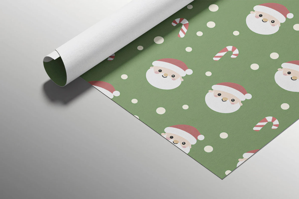 Festive Santa and Candy Cane Mural Wallpaper — Playful Green Mural Wallpaper - room preview 03