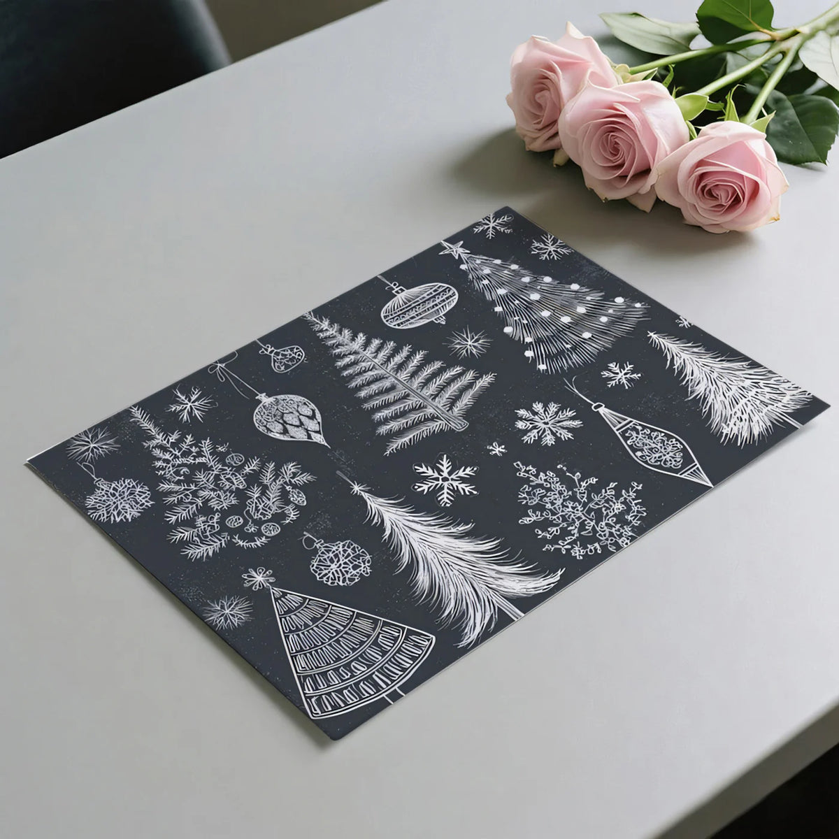 Chalkboard Christmas Sketch Mural Wallpaper —Hand-Drawn Holiday Art Mural Wallpaper - room preview 03