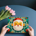 Santa Poinsettia Tile Mural Wallpaper —Festive Holiday Motif Mural Wallpaper - room preview 03