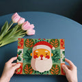 Santa Folk Art Tile Mural Wallpaper — Festive Geometric Design Mural Wallpaper - room preview 03