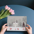 Winter Mansion Landscape Mural Wallpaper — Whimsical Red Accents Mural Wallpaper - room preview 03