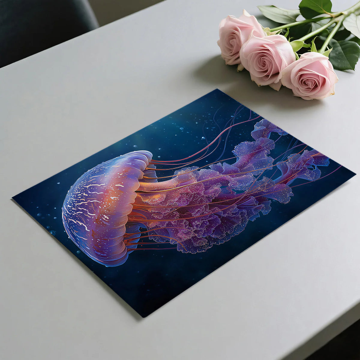 Luminous Jellyfish Deep Sea Mural Wallpaper — Ethereal Ocean Art Mural Wallpaper - room preview 03