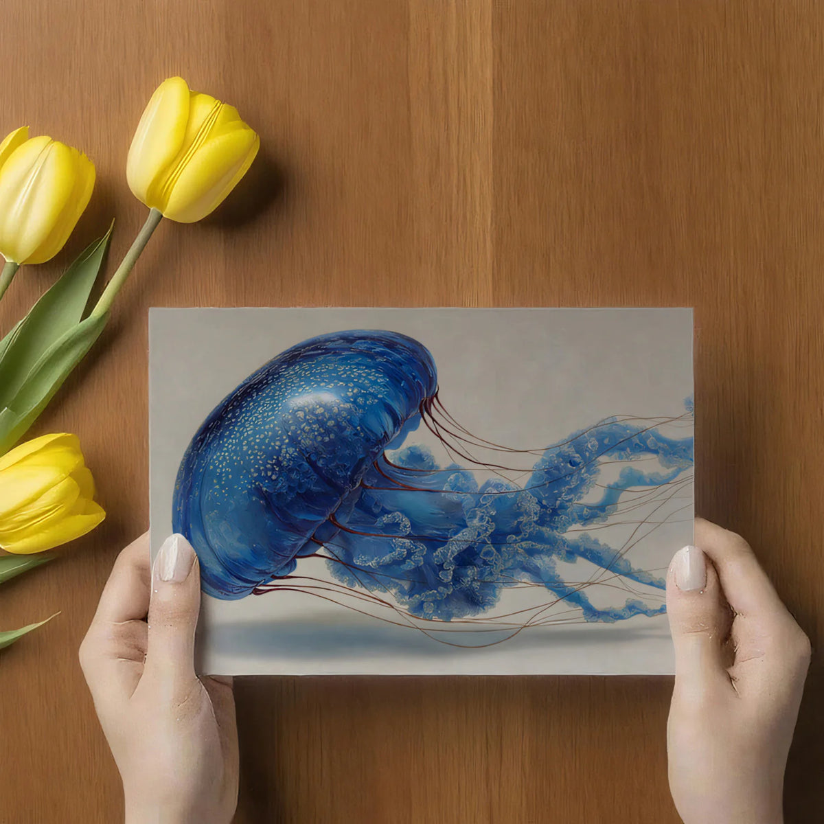 Floating Bioluminescent Jellyfish Mural — Artistic Marine Wallpaper Mural Wallpaper - room preview 03