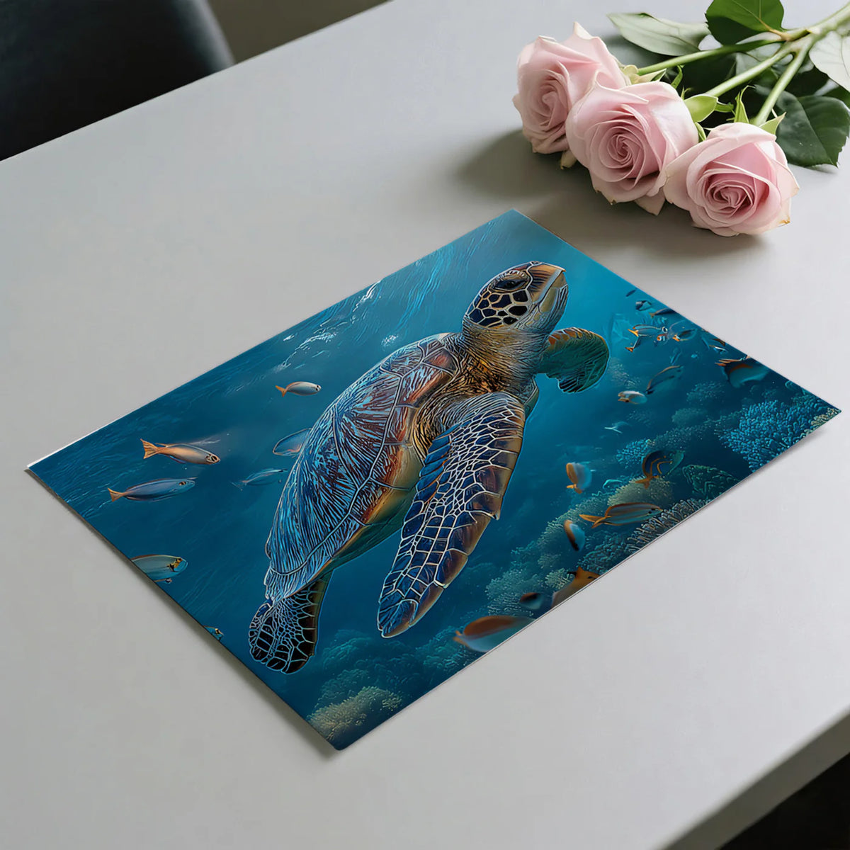 Sea Turtle Coral Reef Mural Wallpaper — Underwater Aquatic Scene Mural Wallpaper - room preview 03