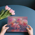 Floating Pink Jellyfish Mural Wallpaper — Ethereal Aquatic Scene Mural Wallpaper - room preview 03