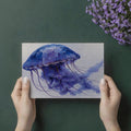 Ethereal Jellyfish Mural Wallpaper — Painted Deep Blue Art Mural Wallpaper - room preview 03