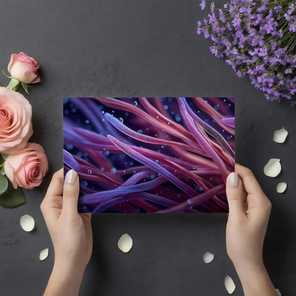 Bioluminescent Anemone Mural Wallpaper — Abstract Deep Sea Flow Mural Wallpaper - room preview 03