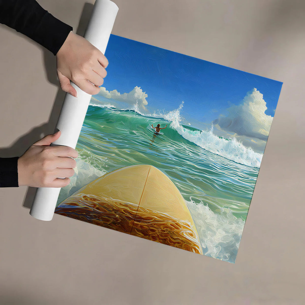 Surfer’s Perspective Ocean Mural Wallpaper — Vibrant Beach Scene Mural Wallpaper - room preview 03