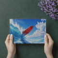 Surfboard Wave Crest Mural Wallpaper — Dynamic Painterly Ocean Art Mural Wallpaper - room preview 03