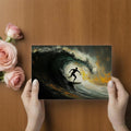 Barrel Wave Surfer Mural Wallpaper —Moody Oil Painting Style Mural Wallpaper - room preview 03