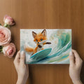Surfing Fox Animal Mural Wallpaper — Whimsical Coastal Art Mural Wallpaper - room preview 03