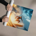 Fire and Water Barrel Wave Mural Wallpaper — High Energy Contrast Mural Wallpaper - room preview 03