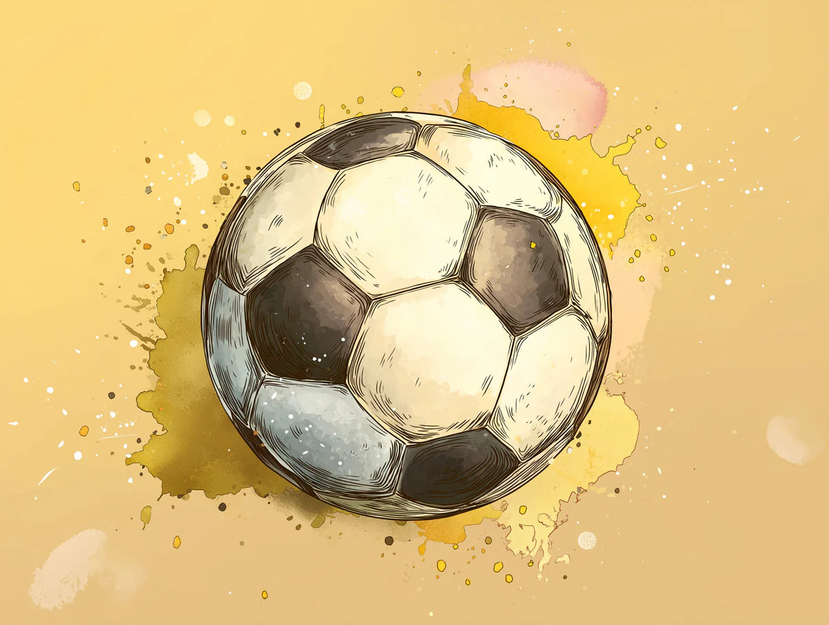 Soccer Ball Watercolor Mural Wallpaper — Artistic Neutral Design Mural Wallpaper - room preview 03