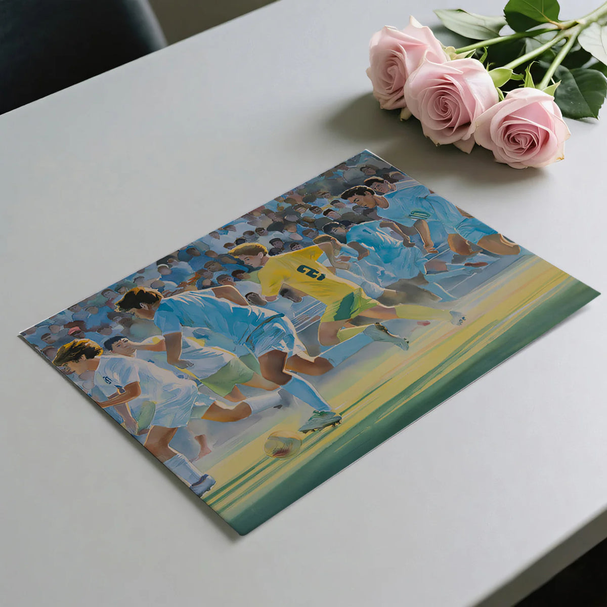 Watercolor Soccer Match Mural Wallpaper — Impressionist Sports Art Mural Wallpaper - room preview 03