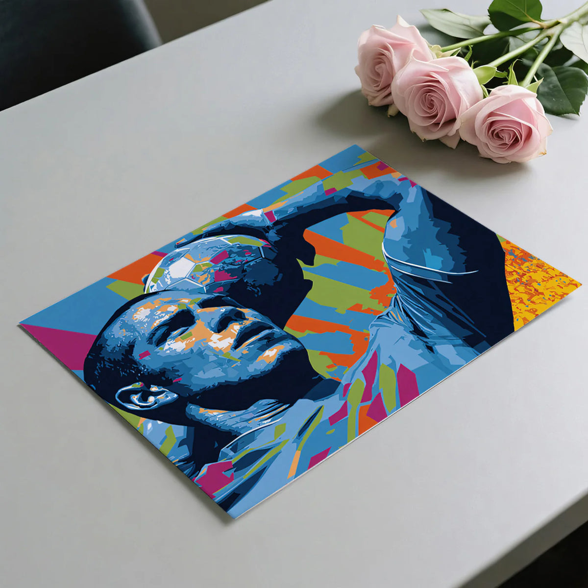 Dynamic Footballer Pop Art Mural Wallpaper — Vivid Graphic Portrait Mural Wallpaper - room preview 03
