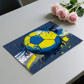Dynamic Grunge Soccer Ball Mural Wallpaper in Blue and Yellow Mural Wallpaper - room preview 03