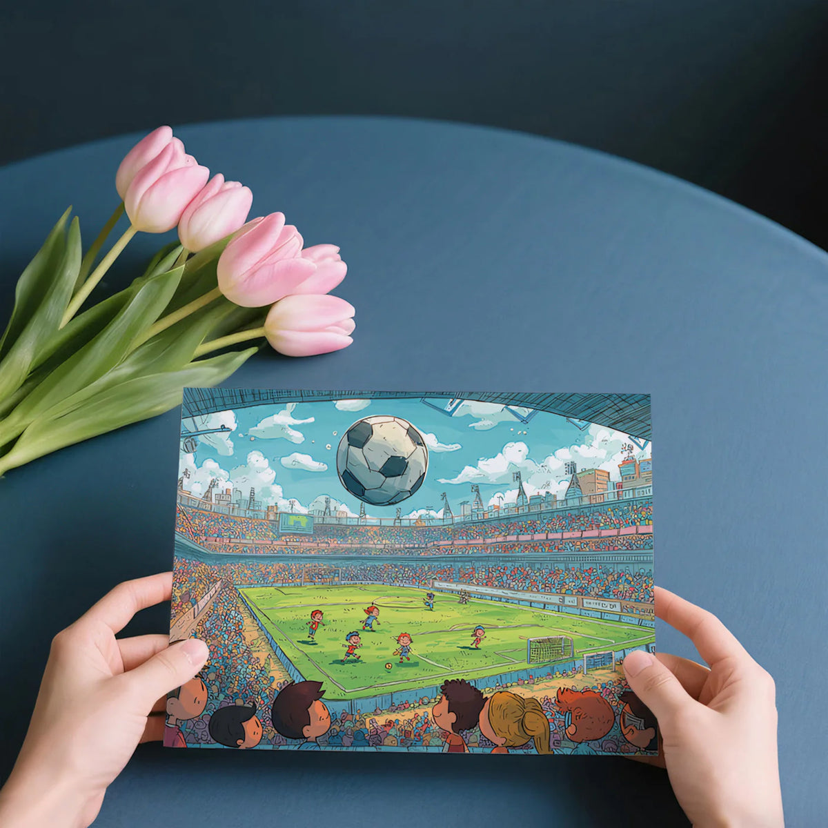 Cartoon Soccer Stadium Panorama Mural Wallpaper — Whimsical Sport Art Mural Wallpaper - room preview 03