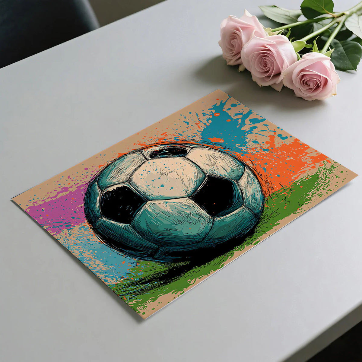 Urban Soccer Sketch Mural Wallpaper — Energetic Grunge Style Mural Wallpaper - room preview 03