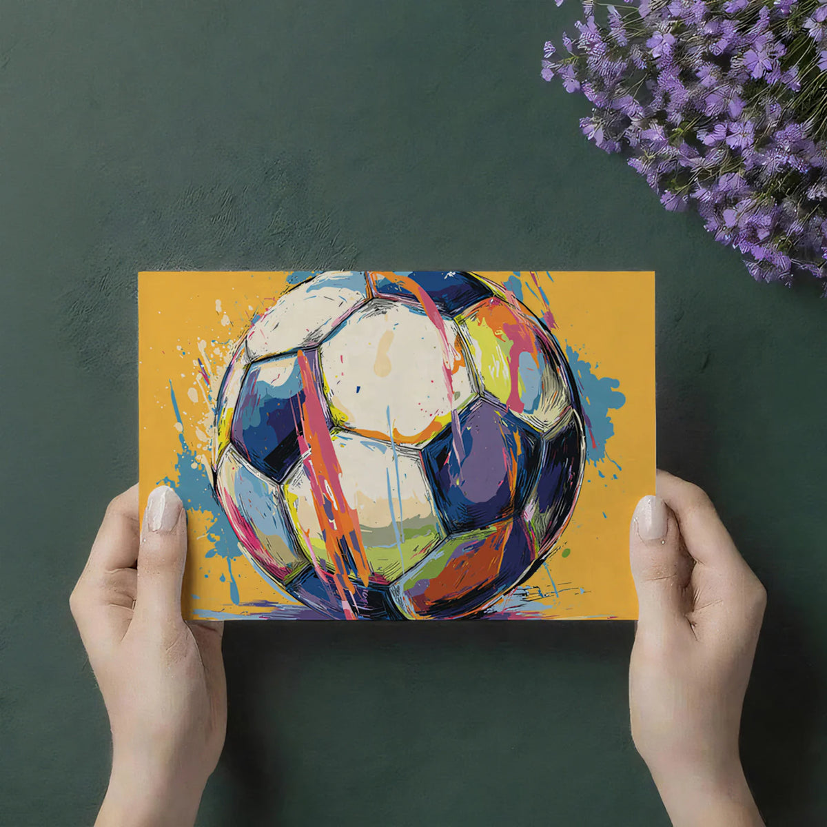 Abstract Soccer Ball Mural Wallpaper — Vibrant Splatter Art Design Mural Wallpaper - room preview 03